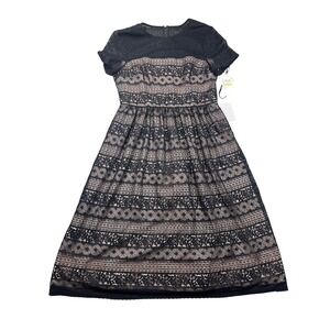 Maggy London Lace Fit & Flare Cocktail Party‎ Dress Black Lined Size 14